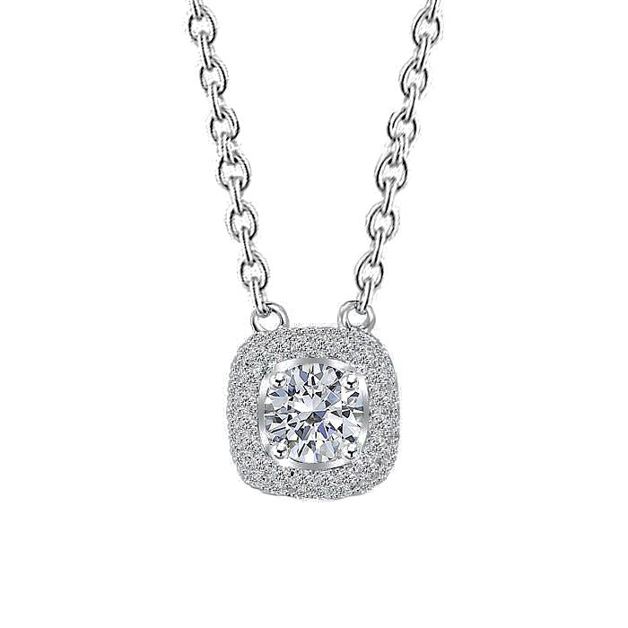 Runde Echt Diamant-Anhänger-Halskette im Brillantschliff 1,50 Karat Weißgold 14K