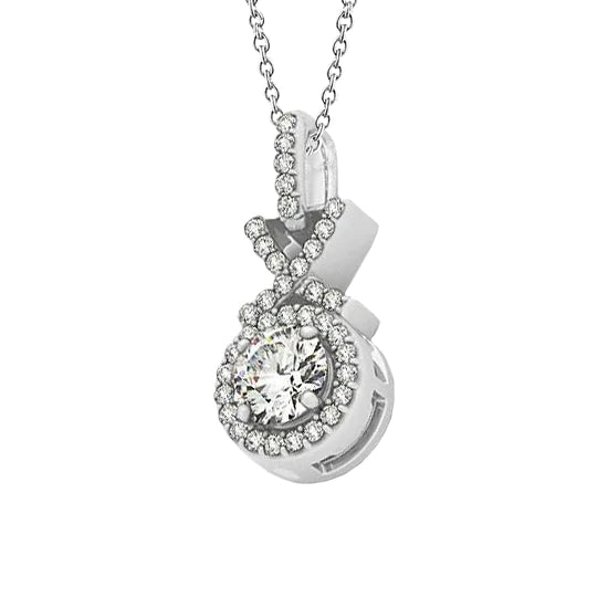 Runde Echt Diamant-Anhänger-Halskette ohne Kette 1,50 Karat Weißgold 14K
