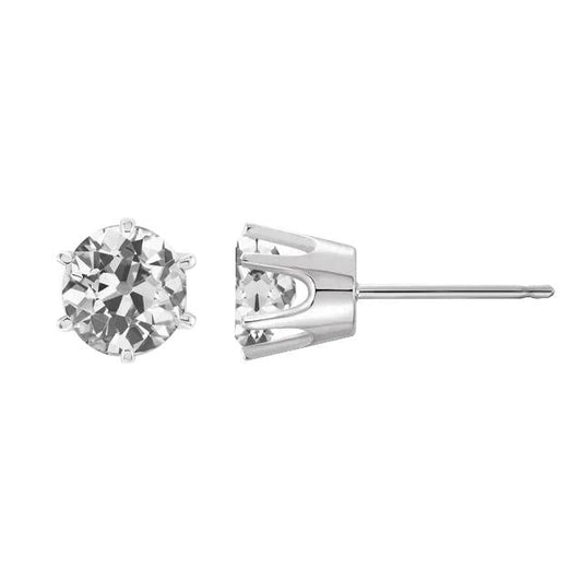 Runde Echt Diamant Ohrstecker Alter Bergmann Schmuck 3 Karat Push Backs