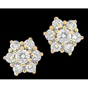 Runde Echt Diamant-Ohrstecker Halo-Ohrring-Paar 4,2 ct. Gelbes Gold
