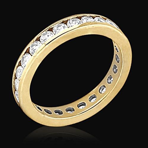 Runde Echt Diamanten 1,68 ct. Verlobungsband für die Ewigkeit in Gelbgold