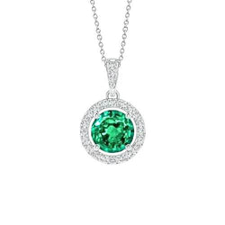 Runde Halo Grün Smaragd-Aus der Erde Abgebauter Natürlicher Diamant-Edelstein-Halskette 5,70 Karat