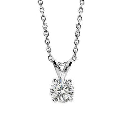Runde Solitär- Natürliche Diamant-Anhänger-Halskette 0,75 Karat Krappenset WG 14K