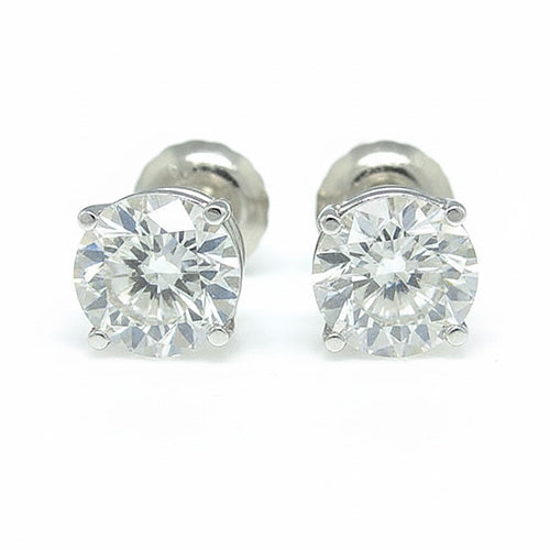 Runde Ohrstecker Echt Aus der Erde Abgebauter Natürlicher Diamant Damen Ohrringe 4 Karat Weißgold 14K