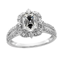 Runden & Asscher Echt Diamant Halo Ring Split Shank Weißgold 4.50 Karat