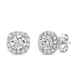 Runden Brilliant Halo Echt Diamant Ladies Stud Earring 2.70 Carats Jewelry