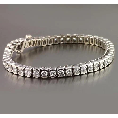 Runden Echt Diamant Half Bezel Set Tennisarmband 4,90 Karat Schmuck Neu