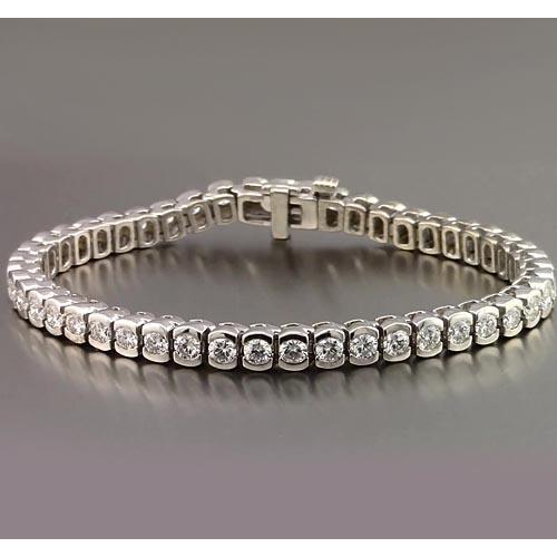 Runden Echt Diamant Half Bezel Set Tennisarmband 4,90 Karat Schmuck Neu