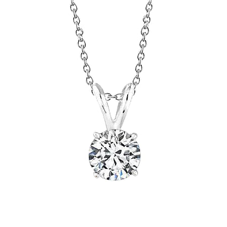 Runden Echt DiamantPendant Necklace With Chain 0.75 Carat White Gold 14K