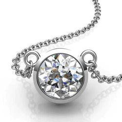 Runden Echt DiamantPendant Necklace Women New 1.50 Carat White Gold 14K