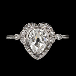 Runden & Pear alter Bergmann Echt Aus der Erde Abgebauter Natürlicher Diamant Damenring Lünette Herzstil 4 Karat