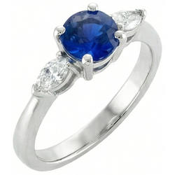 Runden & Marquise Ceylon Blue Sapphire Aus der Erde Abgebauter Natürlicher Diamants Ring Weißgold 2.50 Ct
