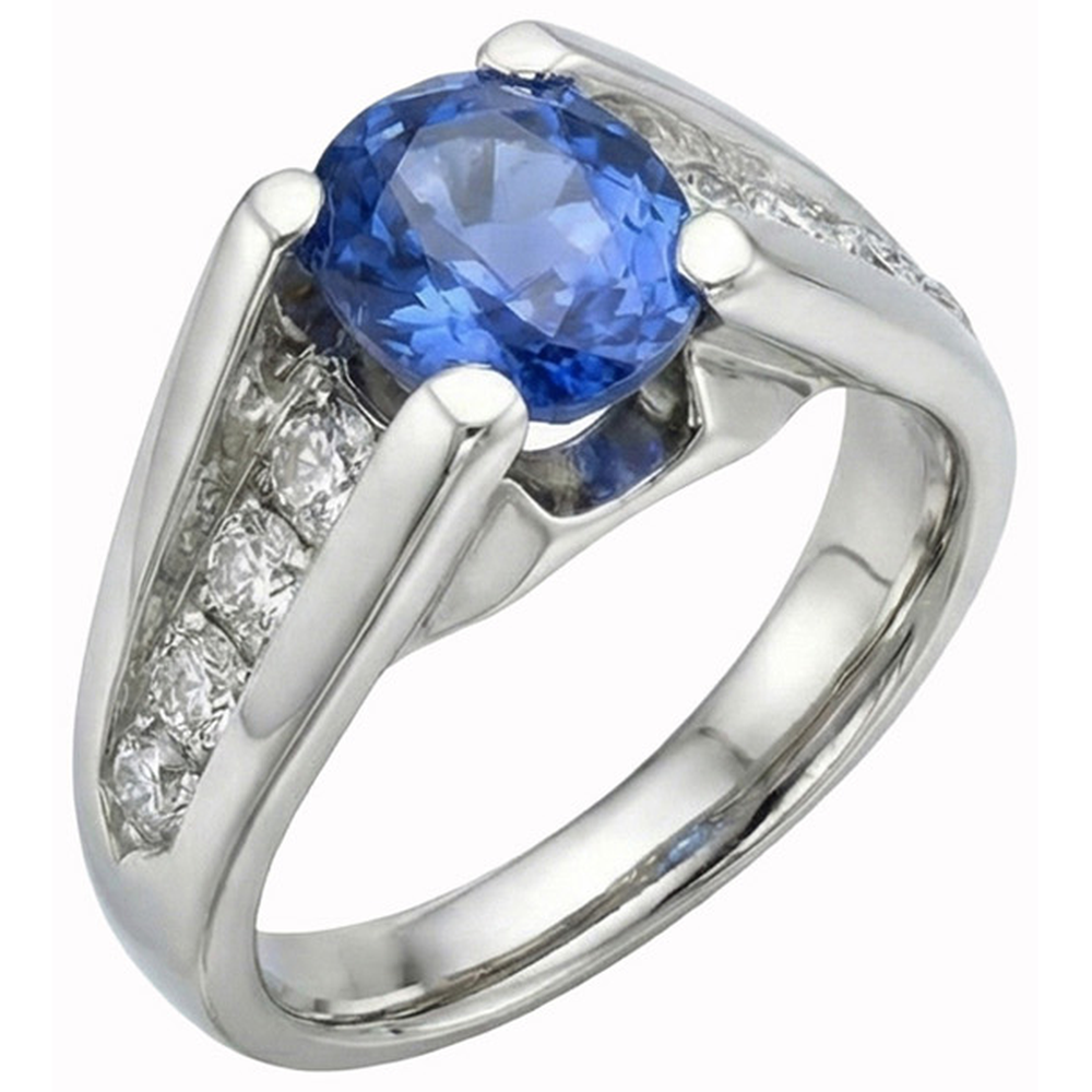 Runder 2,50 Karat Sri Lanka Saphir Aus der Erde Abgebauter Natürlicher Diamant Ring Weißgold 14K
