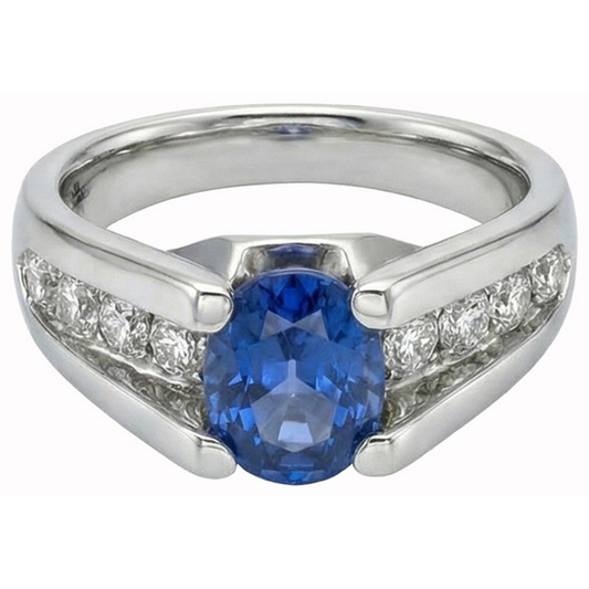 Runder 2,50 Karat Sri Lanka Saphir Aus der Erde Abgebauter Natürlicher Diamant Ring Weißgold 14K
