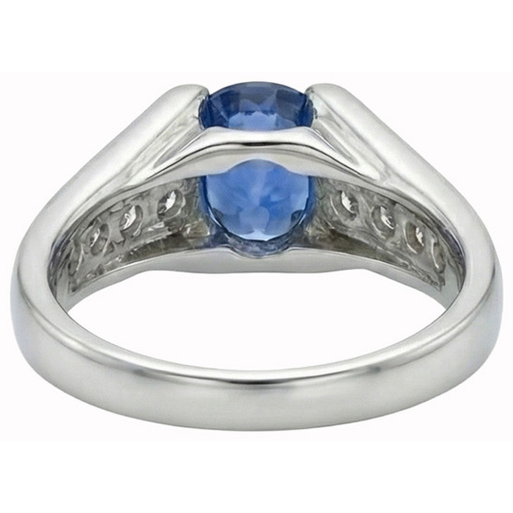 Runder 2,50 Karat Sri Lanka Saphir Aus der Erde Abgebauter Natürlicher Diamant Ring Weißgold 14K
