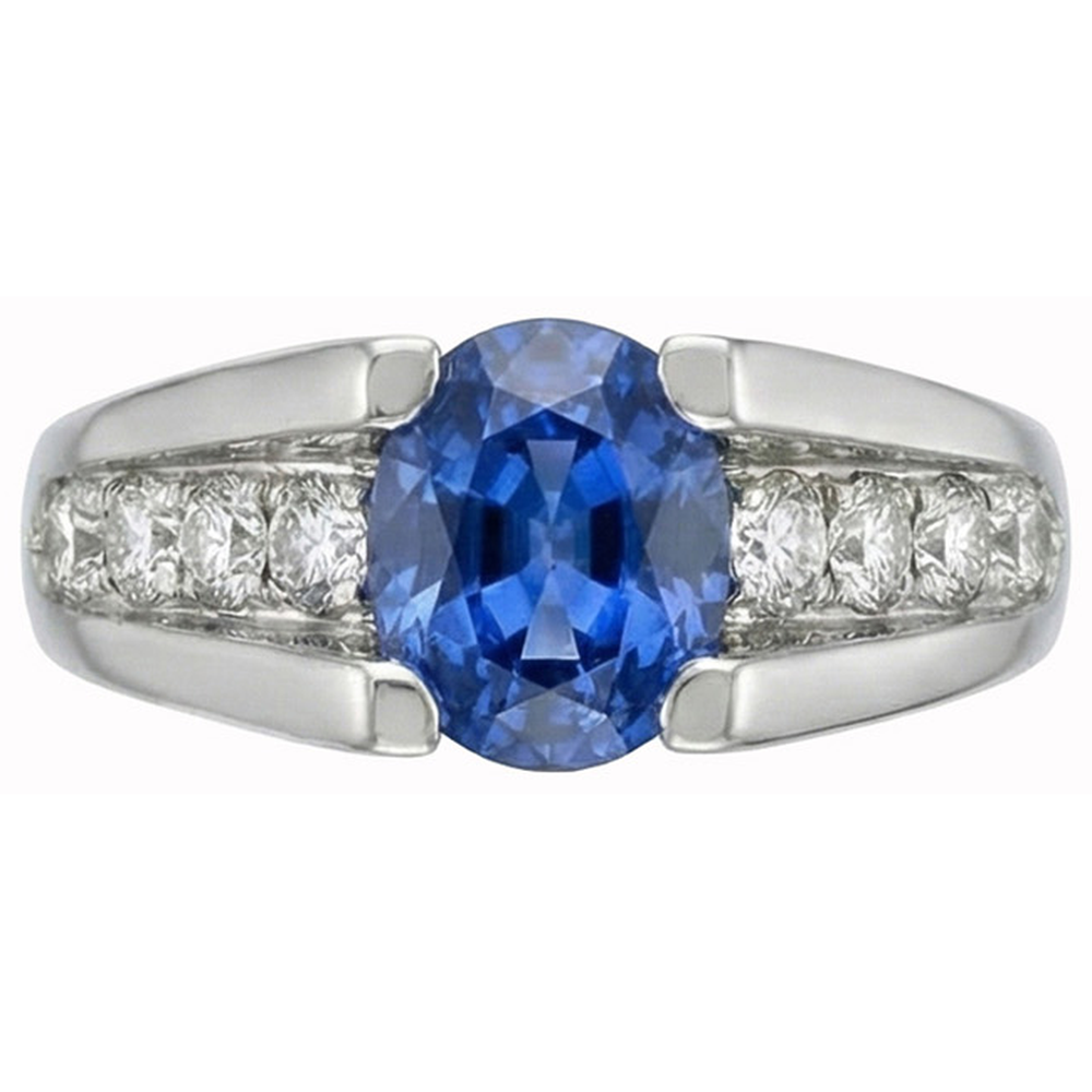 Runder 2,50 Karat Sri Lanka Saphir Aus der Erde Abgebauter Natürlicher Diamant Ring Weißgold 14K