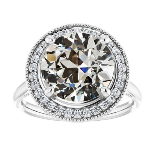 Runder Altschliff Echt Diamant Halo Ring 14K Gold Schmuck 7.50 Karat