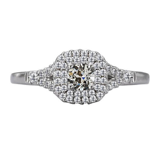 Runder Altschliff Echt Diamant Halo Ring 3 Karat Schmuck Split Shank