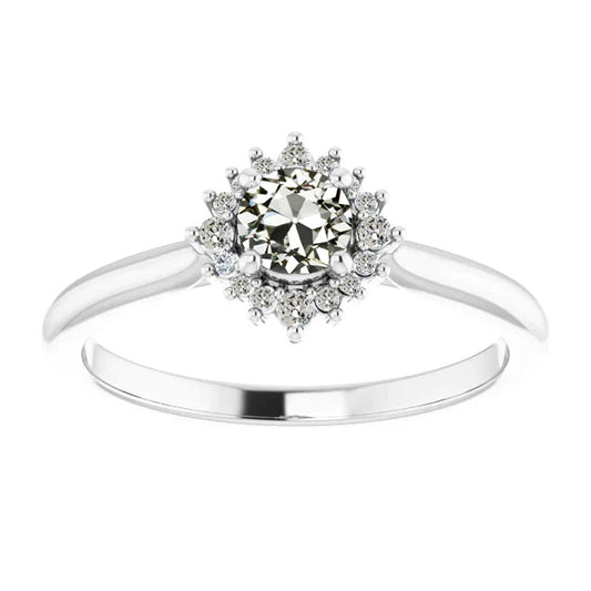 Runder Altschliff Echt Diamant Halo Ring Stern Stil Damen Schmuck 2 Karat