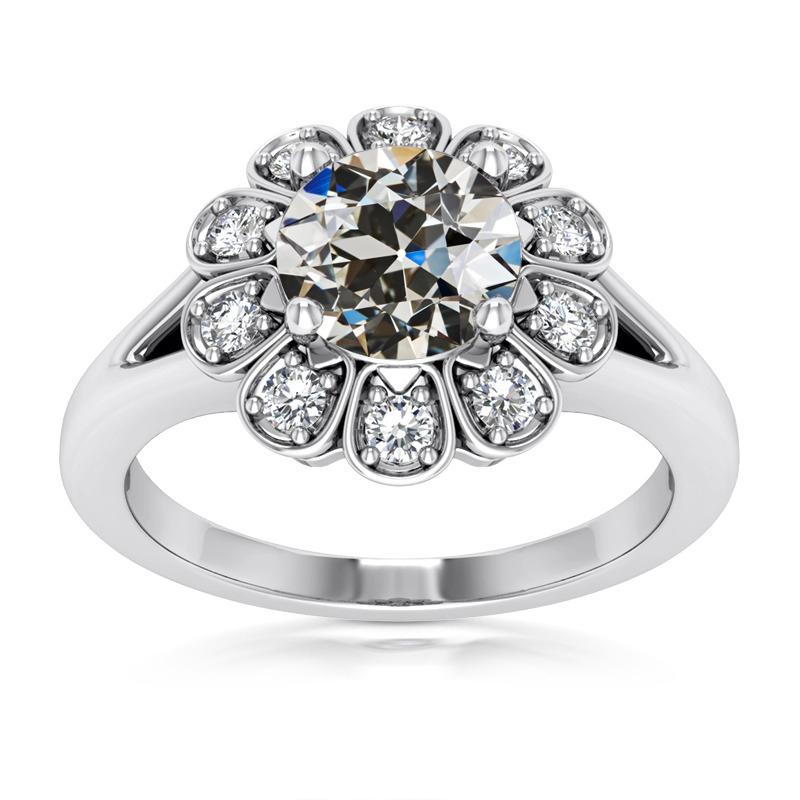 Runder Altschliff Echt Diamant Halo Verlobungsring Blumenstil 6.50 Karat