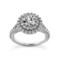 Runder Altschliff Natürliche Aus der Erde Abgebauter Natürlicher Diamant Doppel Halo Ring 14K Weißgold 5.50 Karat
