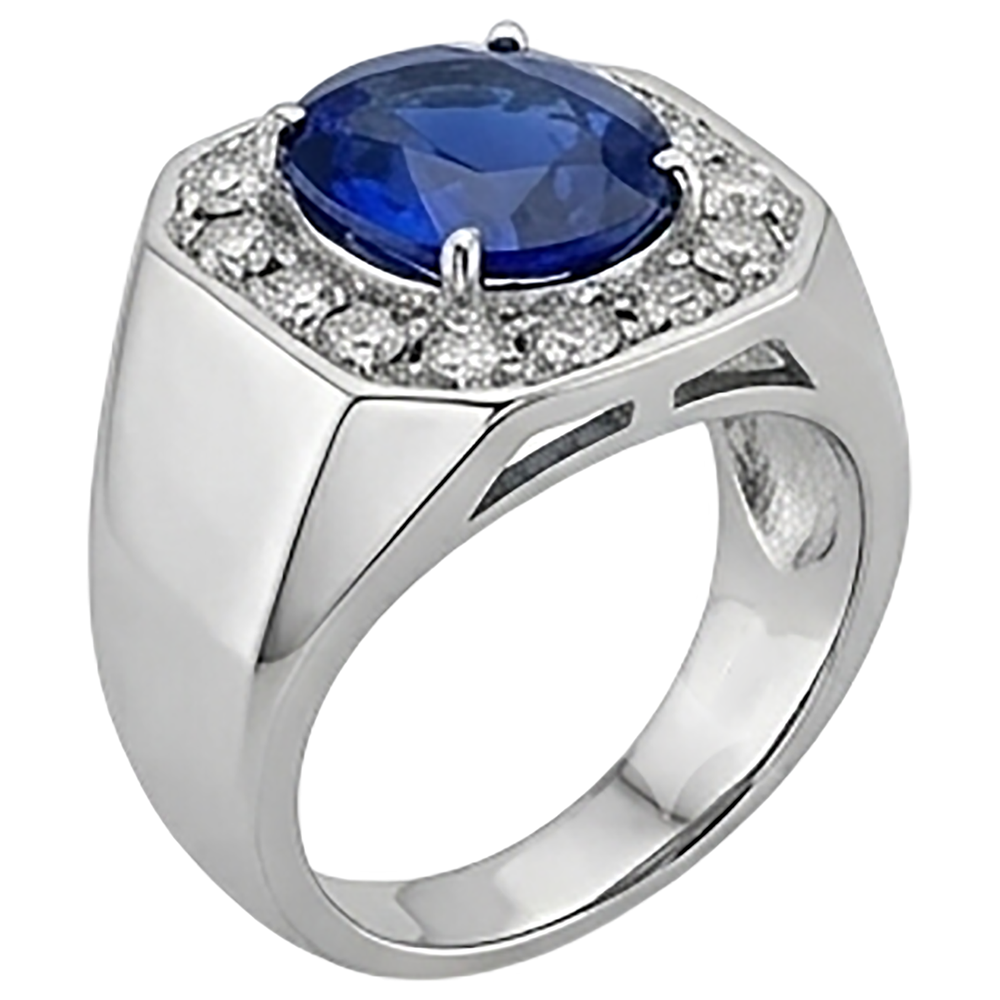 Runder Aus der Erde Abgebauter Natürlicher Diamant Halo Oval Saphir Ring Gold Herrenschmuck 3,50 Karat