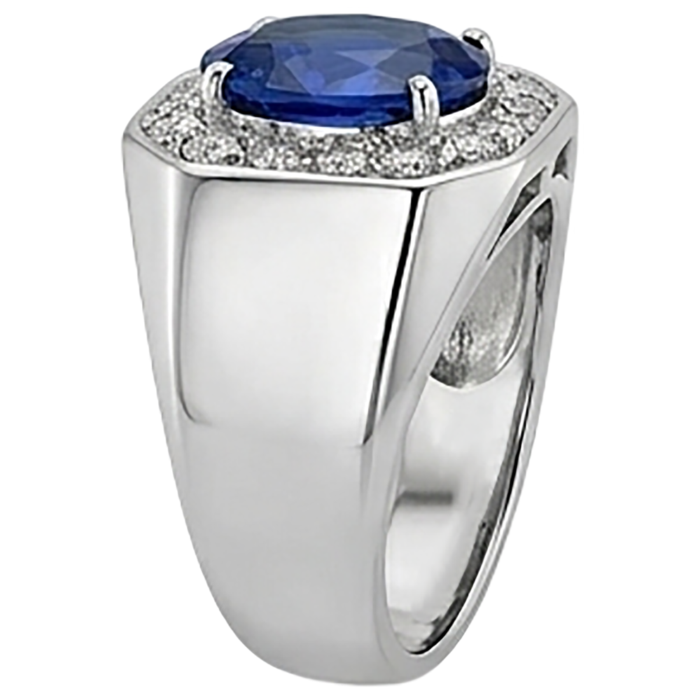 Runder Aus der Erde Abgebauter Natürlicher Diamant Halo Oval Saphir Ring Gold Herrenschmuck 3,50 Karat