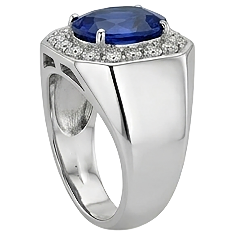 Runder Aus der Erde Abgebauter Natürlicher Diamant Halo Oval Saphir Ring Gold Herrenschmuck 3,50 Karat