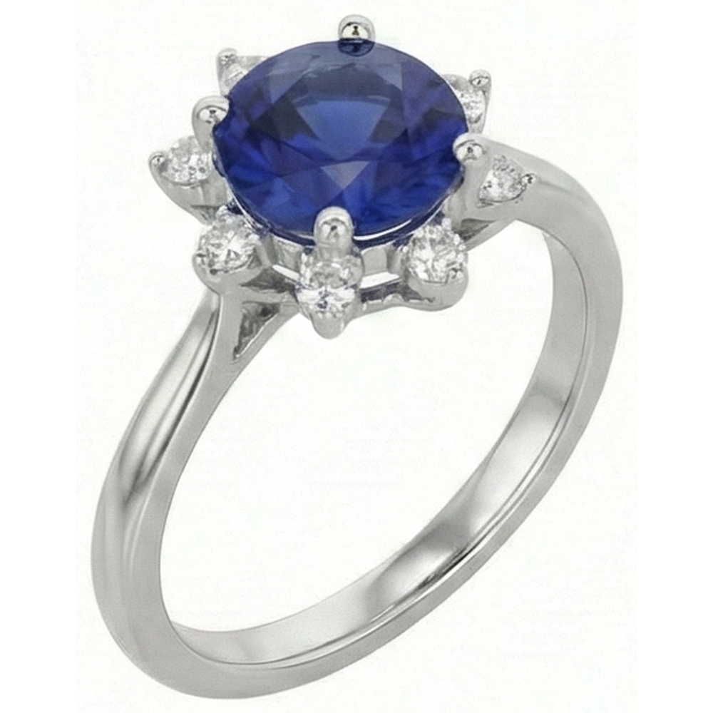 Runder Natürlicher Diamant ( nicht im Labor gezüchtet ) Halo Star Style Blauer Saphir Ring 3 Karat Weißgold
