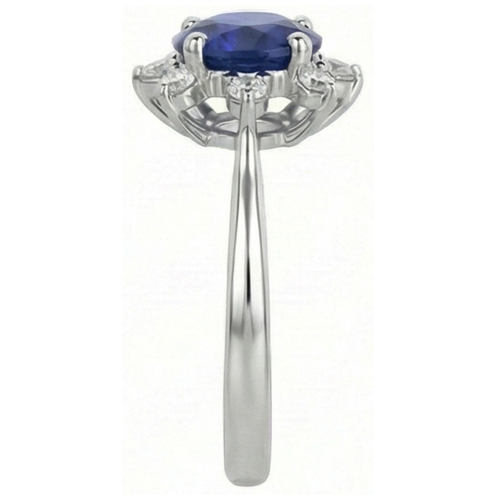 Runder Natürlicher Diamant ( nicht im Labor gezüchtet ) Halo Star Style Blauer Saphir Ring 3 Karat Weißgold