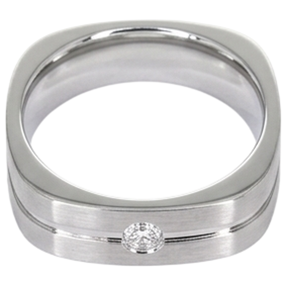 Runder Aus der Erde Abgebauter Natürlicher Diamant Herrenring mit gebürstetem Finish Weißgold 14K 0,20 Karat