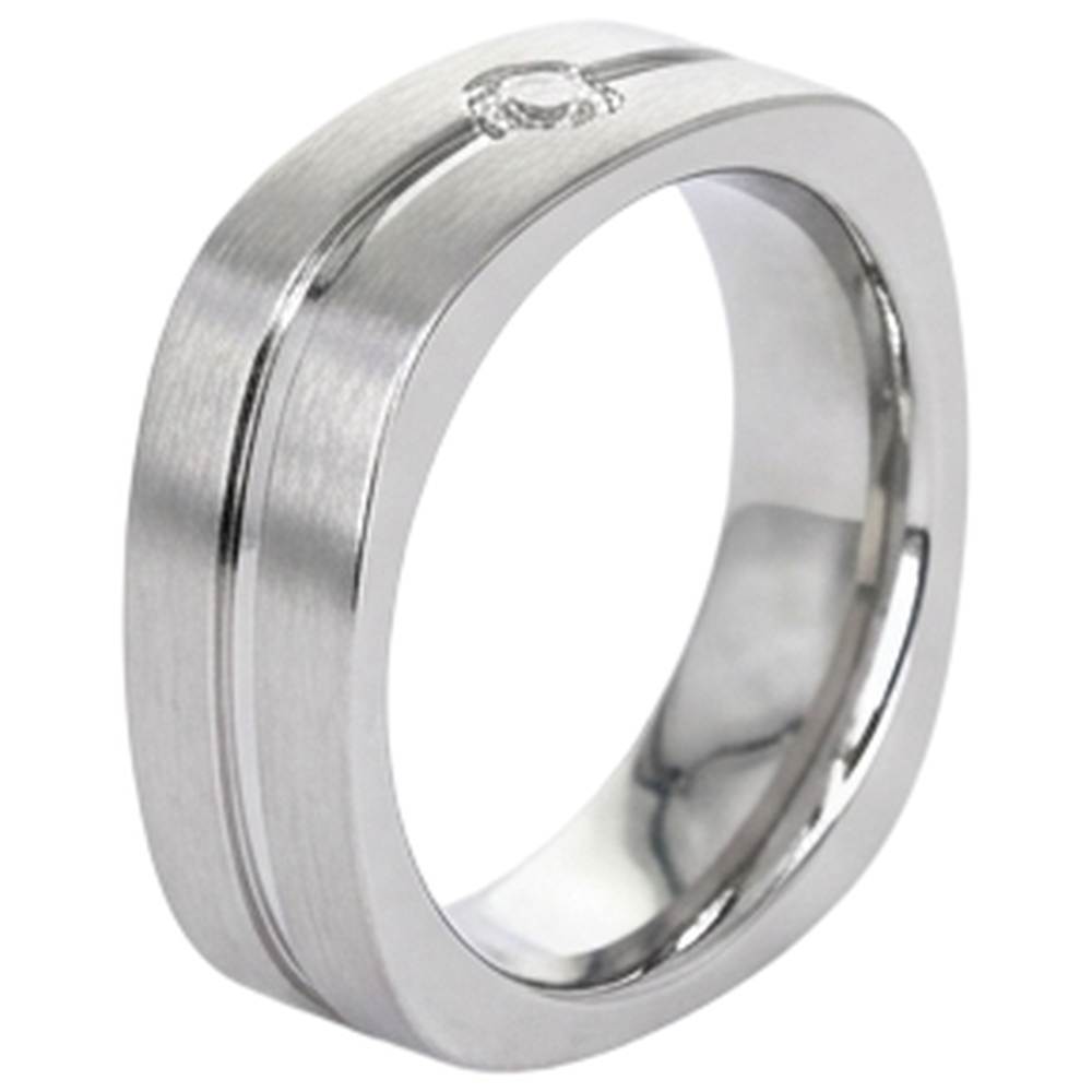 Runder Aus der Erde Abgebauter Natürlicher Diamant Herrenring mit gebürstetem Finish Weißgold 14K 0,20 Karat
