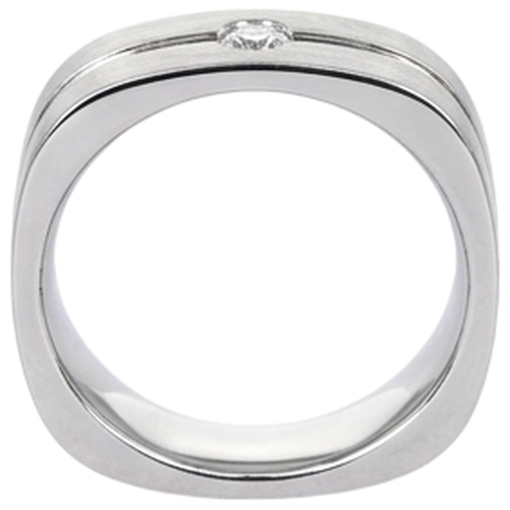 Runder Aus der Erde Abgebauter Natürlicher Diamant Herrenring mit gebürstetem Finish Weißgold 14K 0,20 Karat