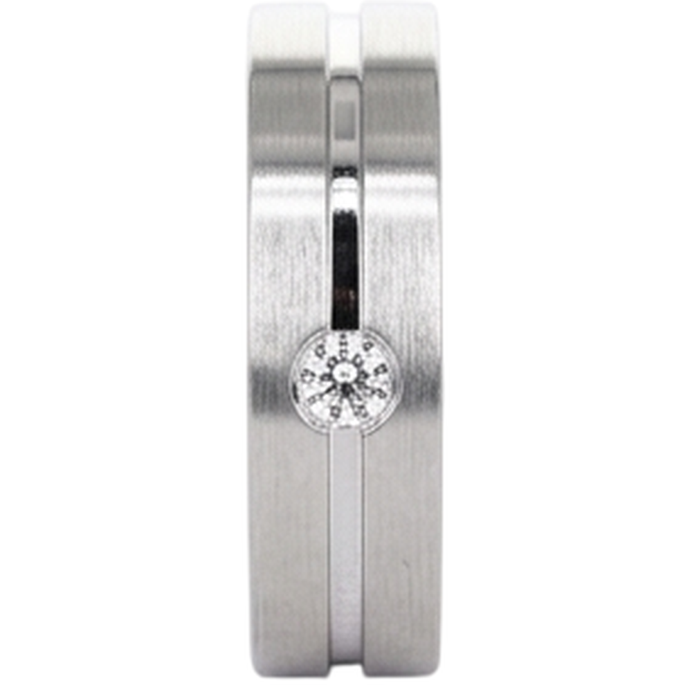 Runder Aus der Erde Abgebauter Natürlicher Diamant Herrenring mit gebürstetem Finish Weißgold 14K 0,20 Karat