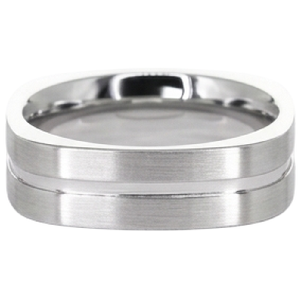 Runder Aus der Erde Abgebauter Natürlicher Diamant Herrenring mit gebürstetem Finish Weißgold 14K 0,20 Karat