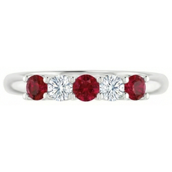 Runder Aus der Erde Abgebauter Natürlicher Diamant-Rubin-Stein-Ring 2 Karat Weißgold 14K Schmuck