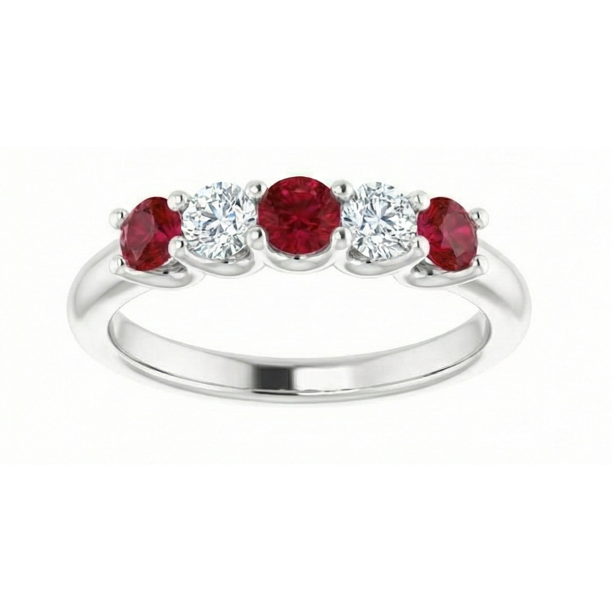 Runder Aus der Erde Abgebauter Natürlicher Diamant-Rubin-Stein-Ring 2 Karat Weißgold 14K Schmuck