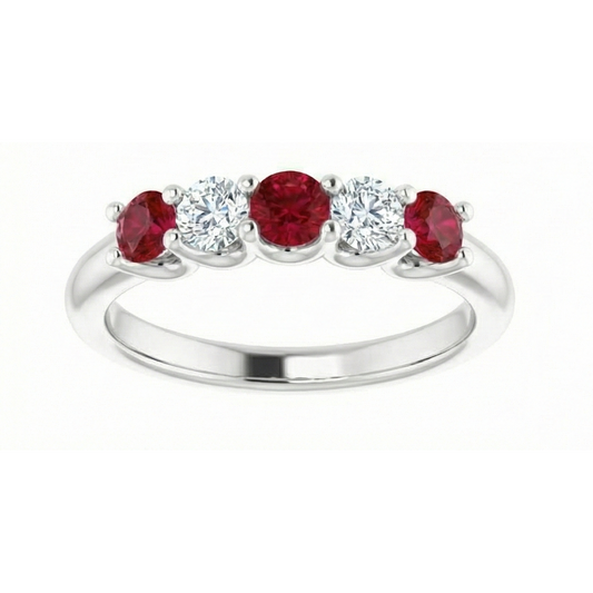 Runder Aus der Erde Abgebauter Natürlicher Diamant-Rubin-Stein-Ring 2 Karat Weißgold 14K Schmuck