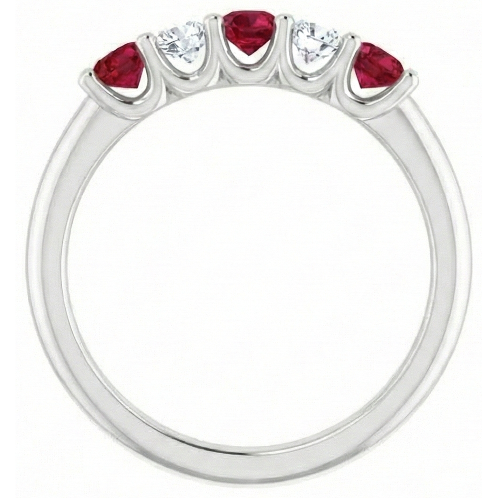 Runder Aus der Erde Abgebauter Natürlicher Diamant-Rubin-Stein-Ring 2 Karat Weißgold 14K Schmuck