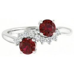 Runder Aus der Erde Abgebauter Natürlicher Diamant-Rubin-Stein-Ring 2,40 Karat Weißgold 14K Schmuck