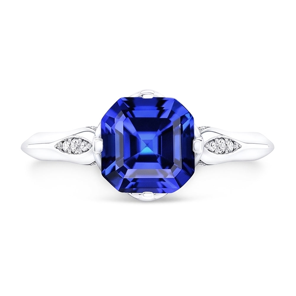 Runder Aus der Erde Abgebauter Natürlicher Diamant Saphir Jubiläumsring Asscher Schliff 3 Karat Gold 14K