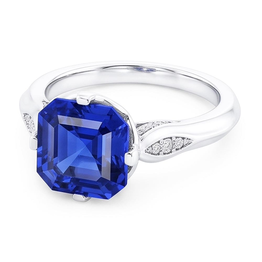 Runder Aus der Erde Abgebauter Natürlicher Diamant Saphir Jubiläumsring Asscher Schliff 3 Karat Gold 14K