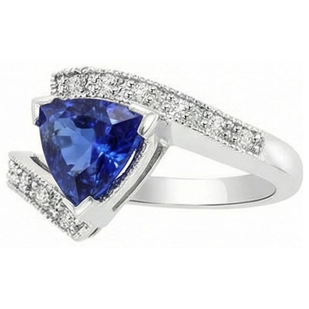 Runder Natürlicher Diamant ( nicht im Labor gezüchtet ) Trillion Saphir Edelstein Ring Spannung Stil 3 Karat