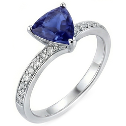Runder Natürlicher Diamant ( nicht im Labor gezüchtet ) Trillion Saphir Ring Enhancer 2,50 Karat Gold 14K