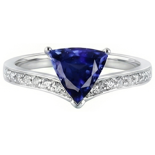 Runder Natürlicher Diamant ( nicht im Labor gezüchtet ) Trillion Saphir Ring Enhancer 2,50 Karat Gold 14K