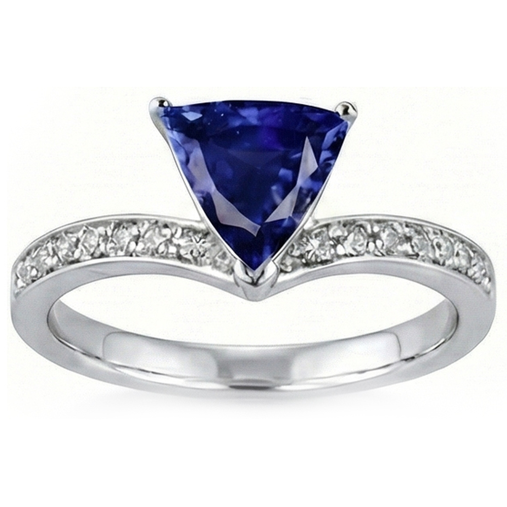 Runder Natürlicher Diamant ( nicht im Labor gezüchtet ) Trillion Saphir Ring Enhancer 2,50 Karat Gold 14K