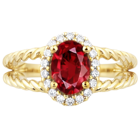 echter oval rubin 1.25Karat ring Vorderansicht