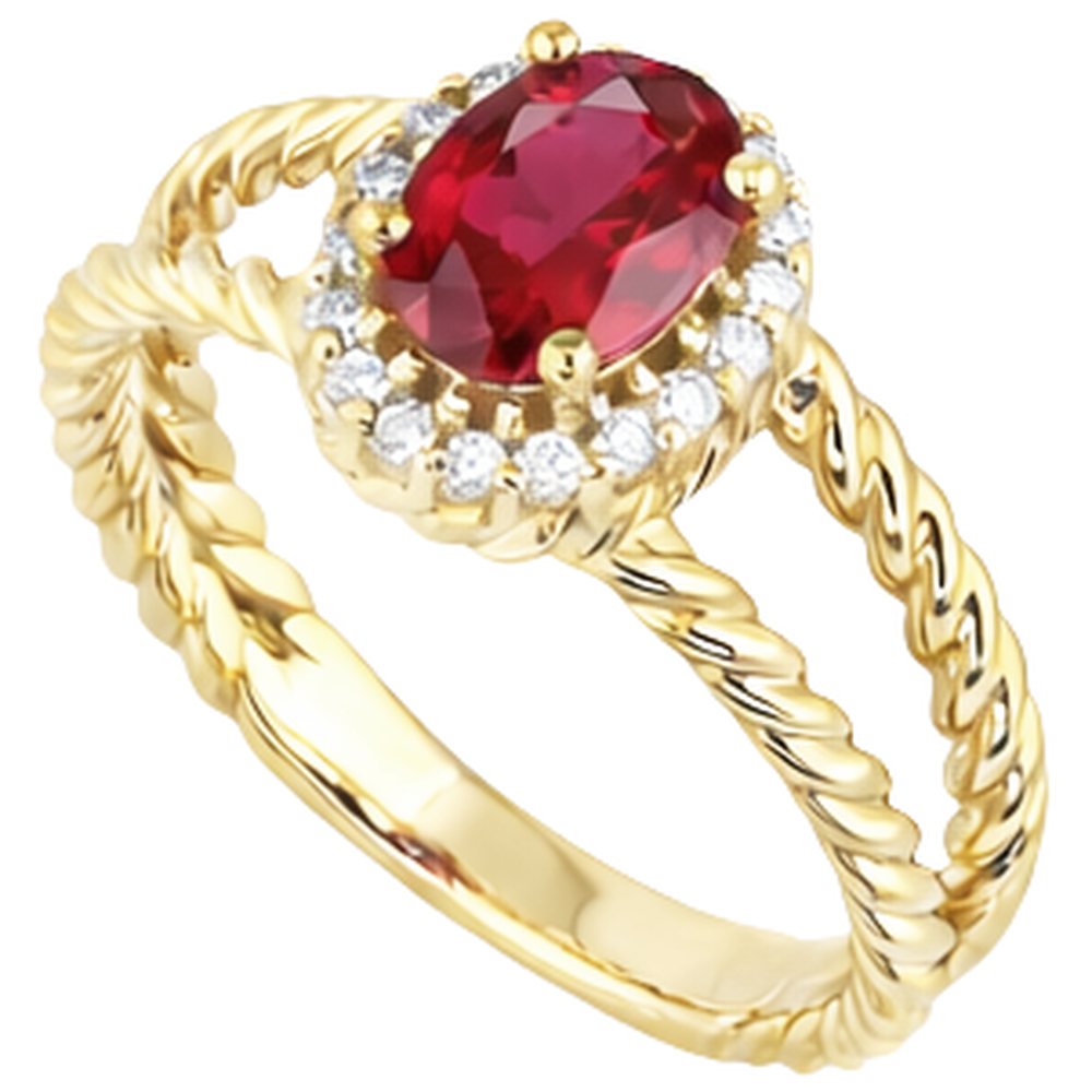 echter oval rubin 1.25Karat ring Detailansicht