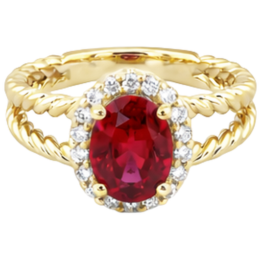 echter oval rubin 1.25Karat ring Seitenansicht