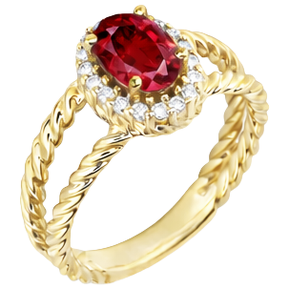 echter oval rubin 1.25Karat ring Draufsicht